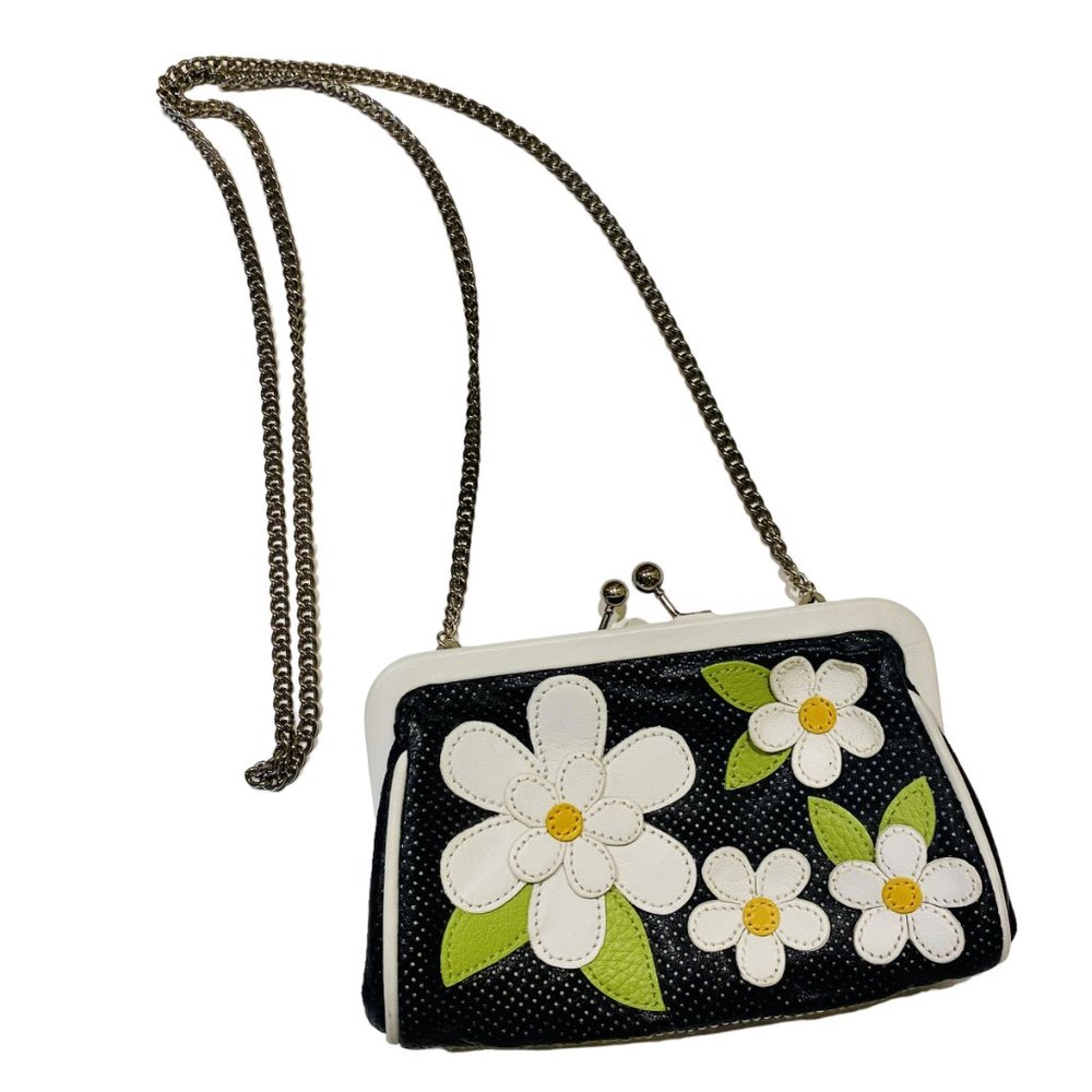 Adorable Isabella Fiore 60s Daisy embellished leather mini evening cocktail bag
